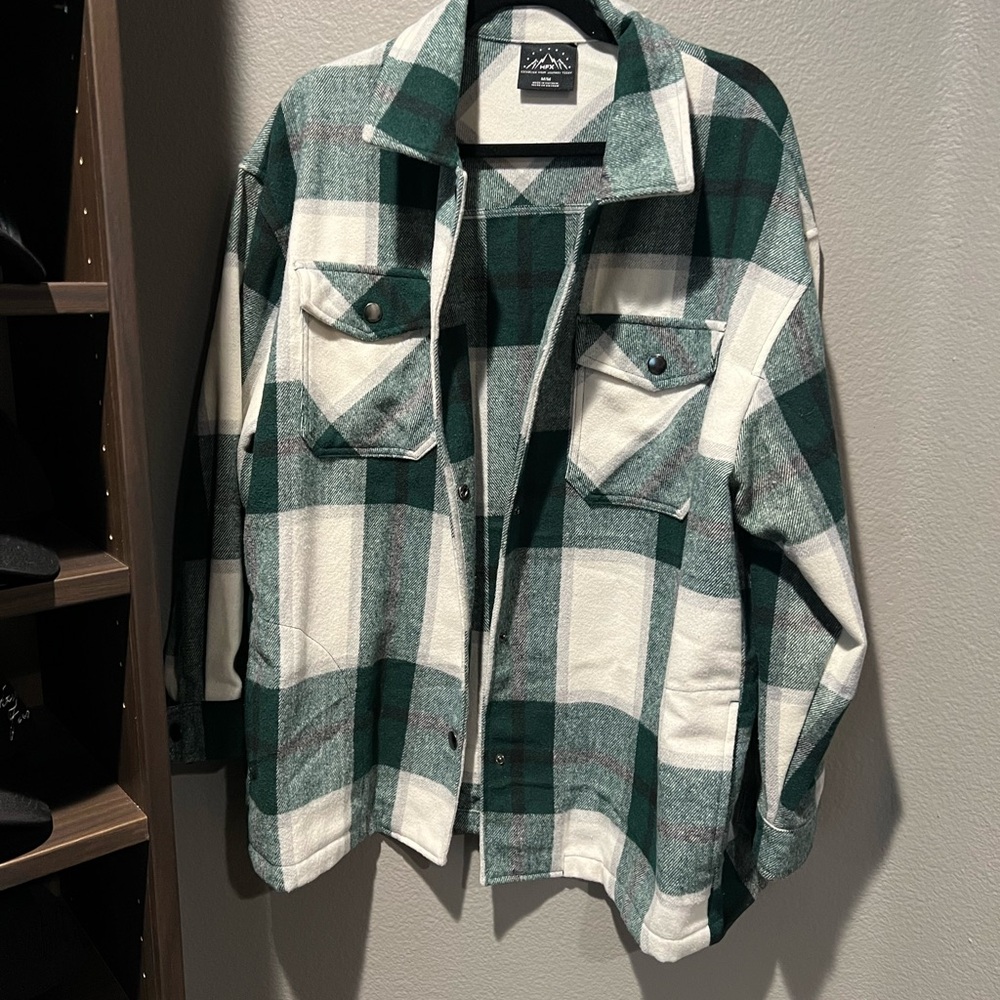 Plaid Utility Jacket - Green and White